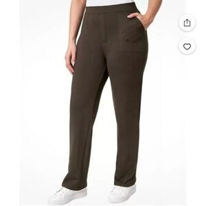 Mondetta Womens Herringbone Straight Leg Pants Pull On Dark Brown